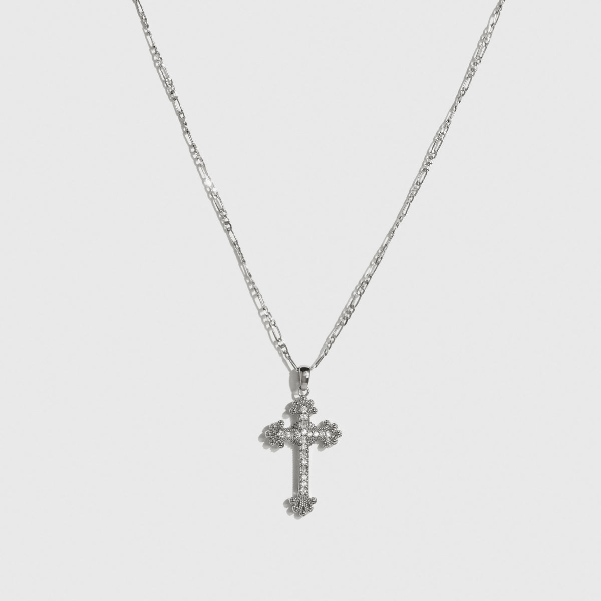 Silver Gothic Cross Necklace Fantasy Jewelry