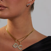 Collier Pendentif Lettre Bulle Pavé