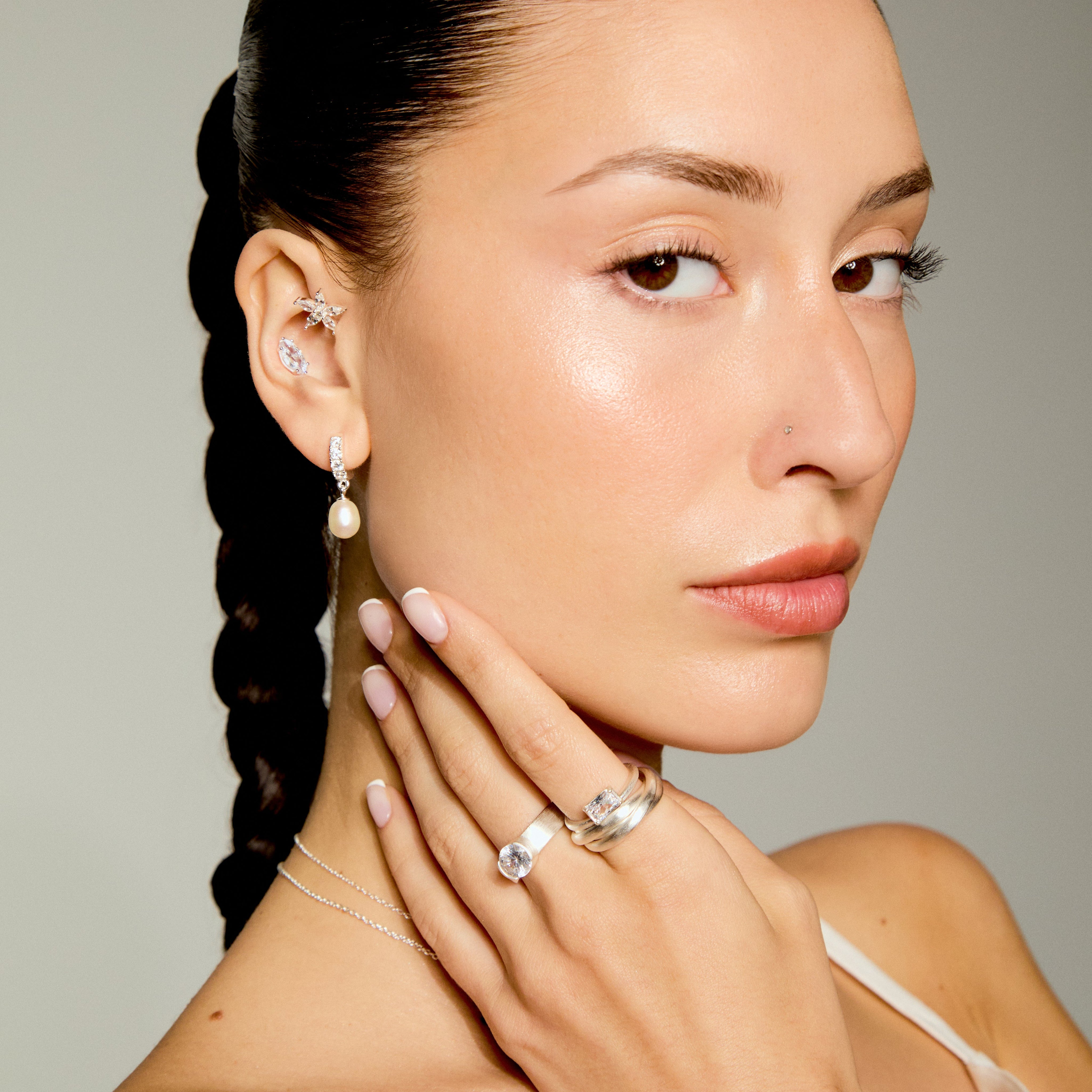 Freshwater Pearl Pavé Huggies