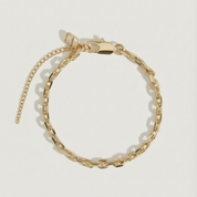 14k gold plated squoval link chain anklet, shown on a plain background.
