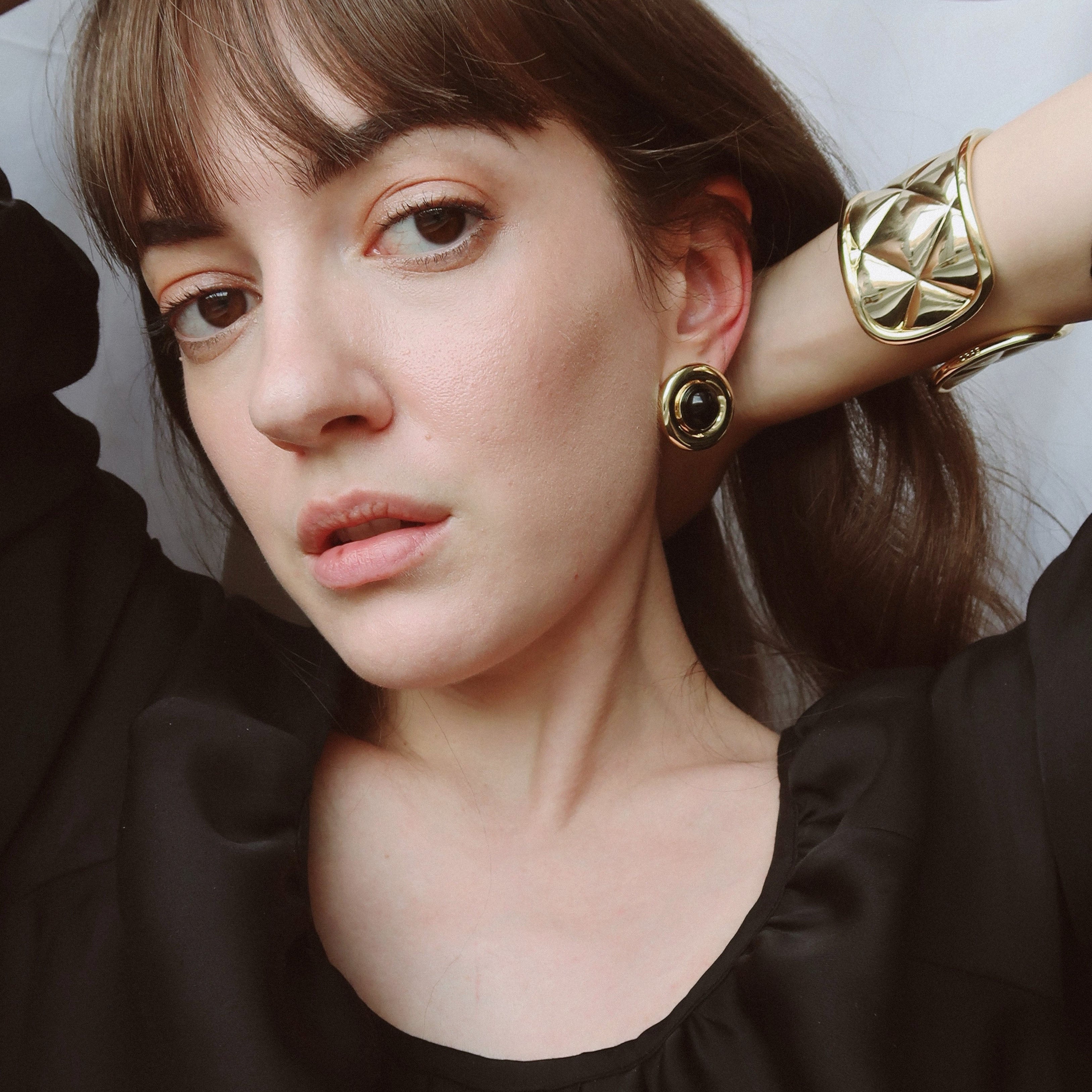 Boutons d'Oreilles Vintage Noirs