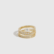 14k gold plated sterling silver 925 snake ring with white cubic zirconia, shown on a plain background.