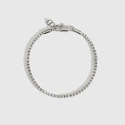 Silver plated square box chain bracelet, shown on a plain background.