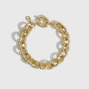 14k gold plated small oval link bracelet, shown on a plain background.