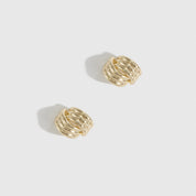 14k gold plated intertwined ribbed stud earrings, shown on a plain background.