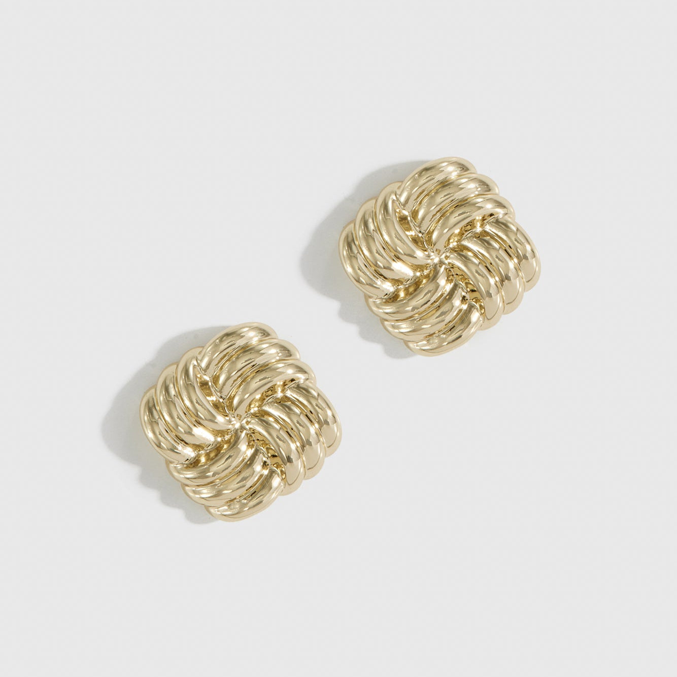 14k gold plated mini retro stud earrings, shown on a plain background.