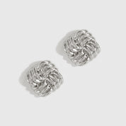 Silver plated mini retro stud earrings, shown on a plain background.