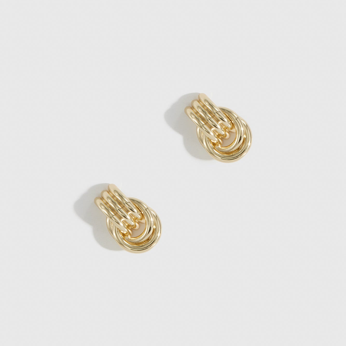 14k gold plated mini twist stud earrings, shown on a plain background.