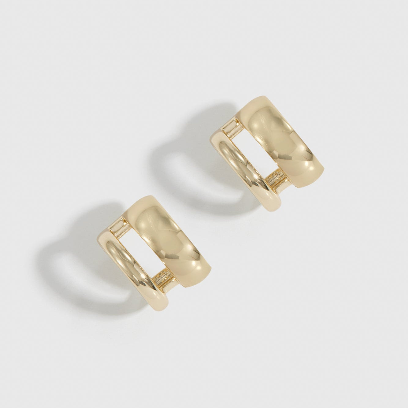 14k gold plated double bare hoop earrings, shown on a plain background.