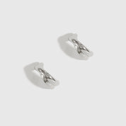 Silver plated X's hoop earrings, shown on a plain background.