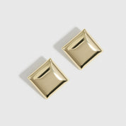 14k gold plated square stud earrings, shown on a plain background.