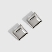 Silver plated square stud earrings, shown on a plain background.