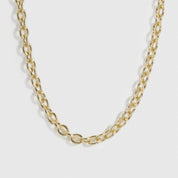 14k gold plated small oval link necklace, shown on a plain background.