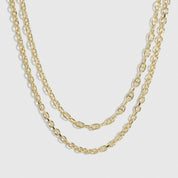 14k gold plated convertible double-chain necklace, shown on a plain background.