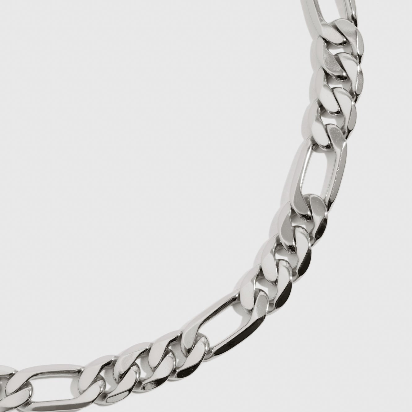 Thick Figaro Bracelet - Silver - Alternate Angle