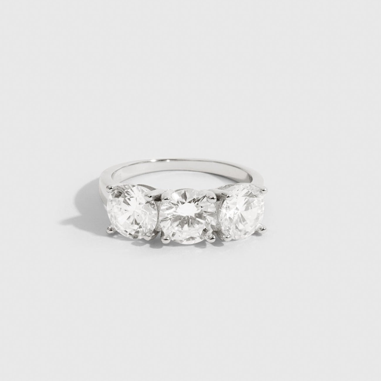 Sterling silver 925 Sienna ring with round cubic zirconia, shown on a plain background.