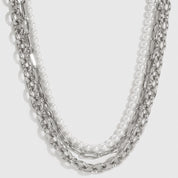 Silver plated Nova necklace with pearls, shown on a plain background.