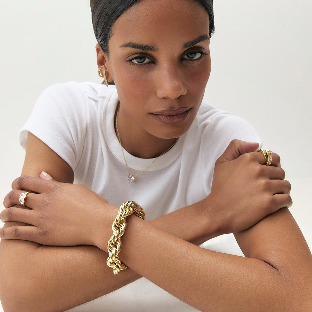 Maxi Rope Bracelet, 14k gold-plated chunky rope chain (view 2)