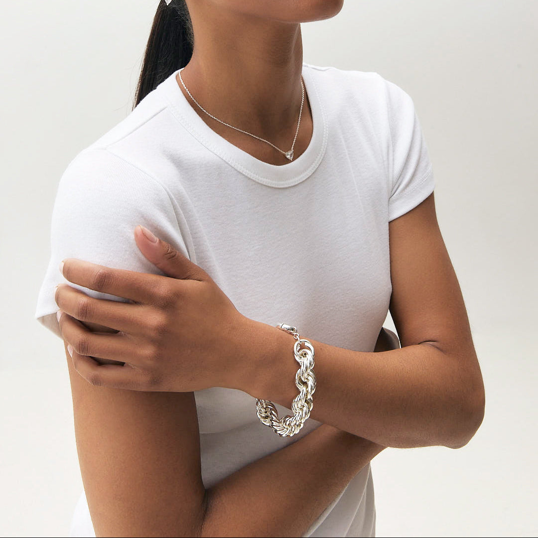 Maxi Rope Bracelet, silver-plated chunky rope chain (view 2)