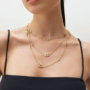 Collier Lariat Maillon Marine Pavé