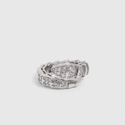 Chunky Snake Ring, silver plated with white cubic zirconia