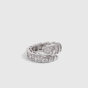 Chunky Snake Ring, silver plated with white cubic zirconia (view 3)
