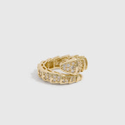 Chunky Snake Ring, 14k gold plated with white cubic zirconia (view 3)