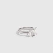 Duo Maxi Teardrop & Emerald-Cut Ring in 925 sterling silver with two cubic zirconia stones (view 3)