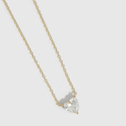 Heart Solitaire Necklace in 14k gold-plated sterling silver with a heart-cut cubic zirconia pendant (view 3)