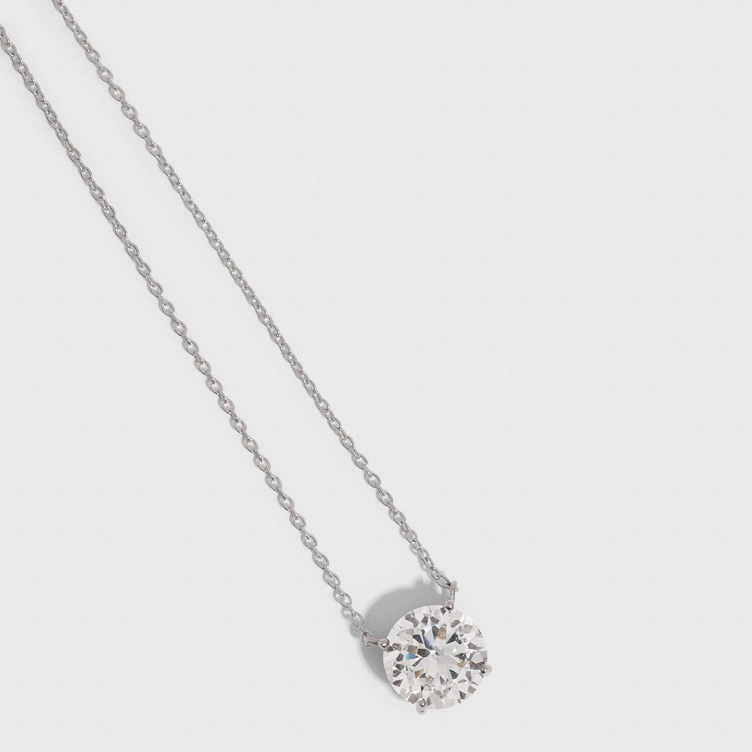Bold Round-Cut Solitaire Necklace in 925 sterling silver with a 10 mm cubic zirconia (view 3)