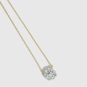 Bold Round-Cut Solitaire Necklace in 14k gold-plated sterling silver with a 10 mm cubic zirconia (view 3)