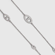 Collier Lariat Maillon Marine Pavé