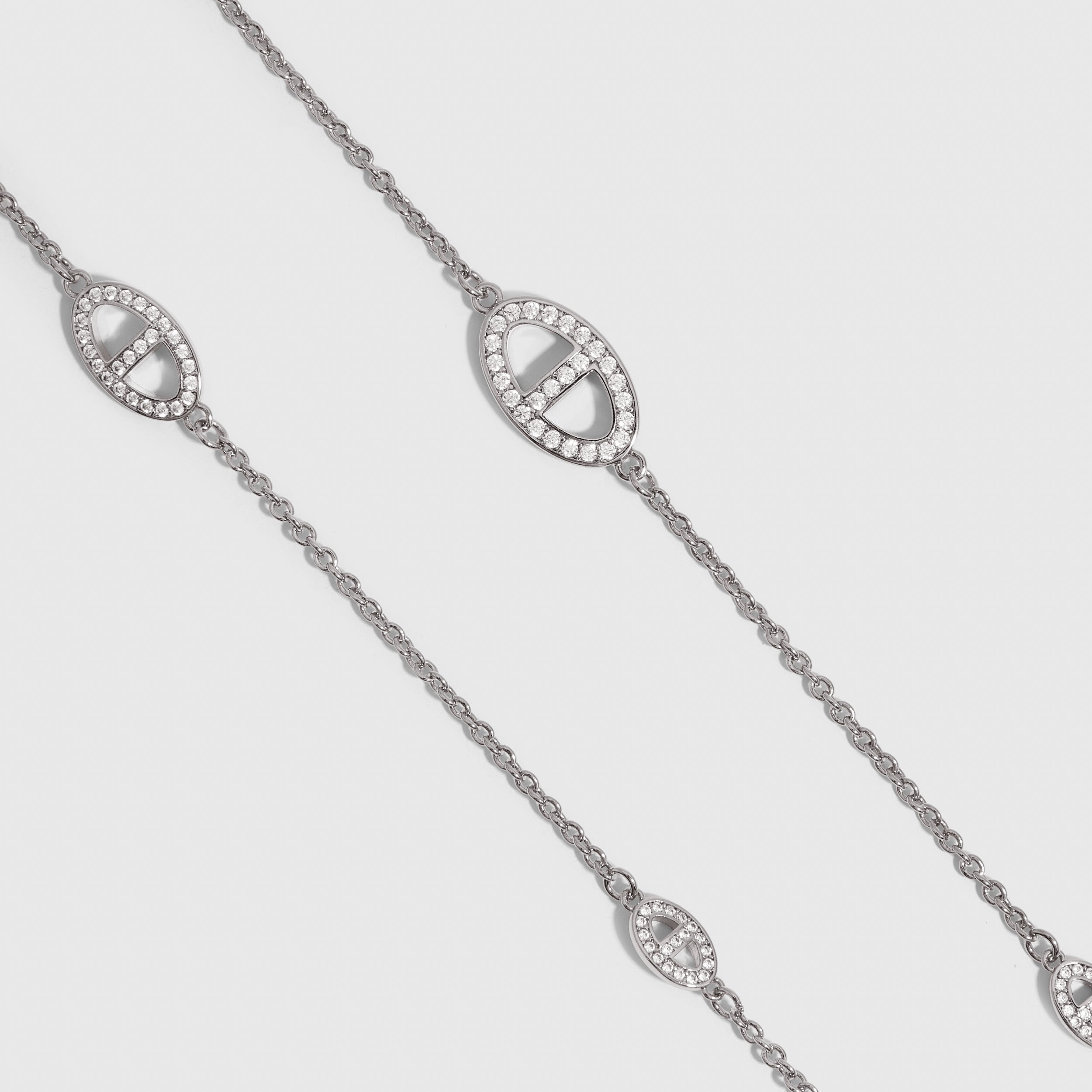 Collier Lariat Maillon Marine Pavé