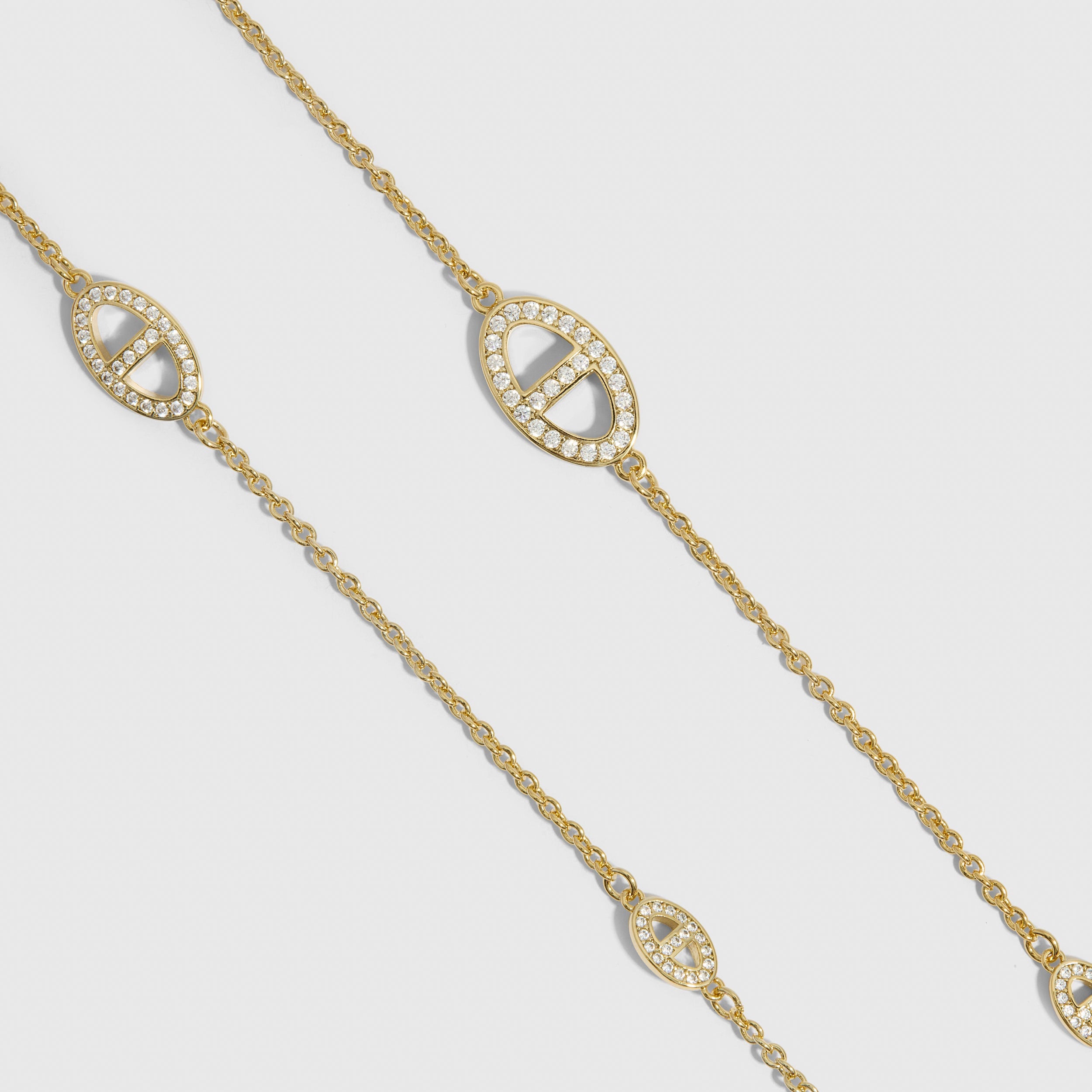 Collier Lariat Maillon Marine Pavé