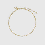 14k gold plated Figaro link chain anklet, shown on a plain background.