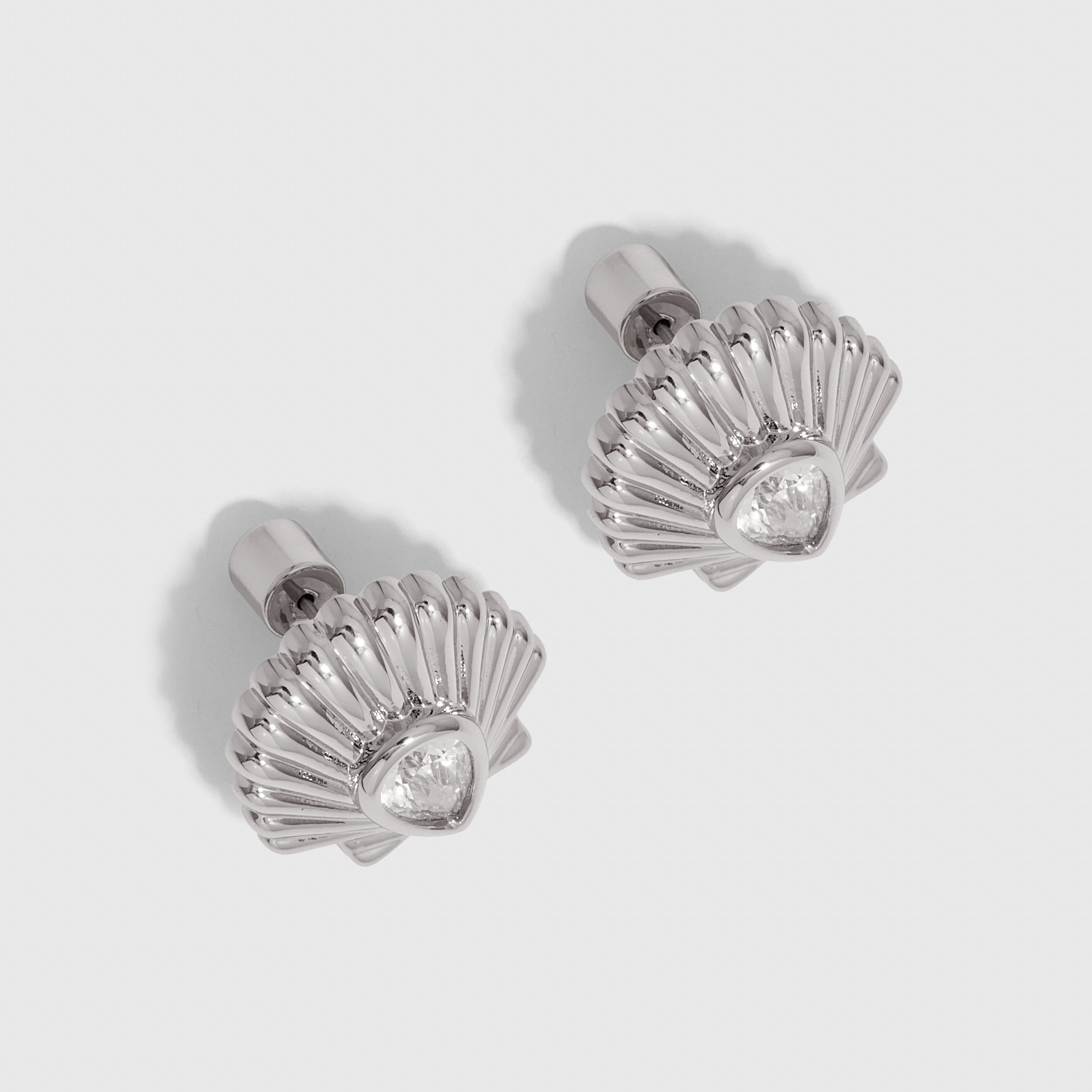 Boutons d'Oreilles Coquillage et Zircon