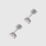 Heart Solitaire Stud Earrings in 925 sterling silver with heart-cut cubic zirconia (view 3)