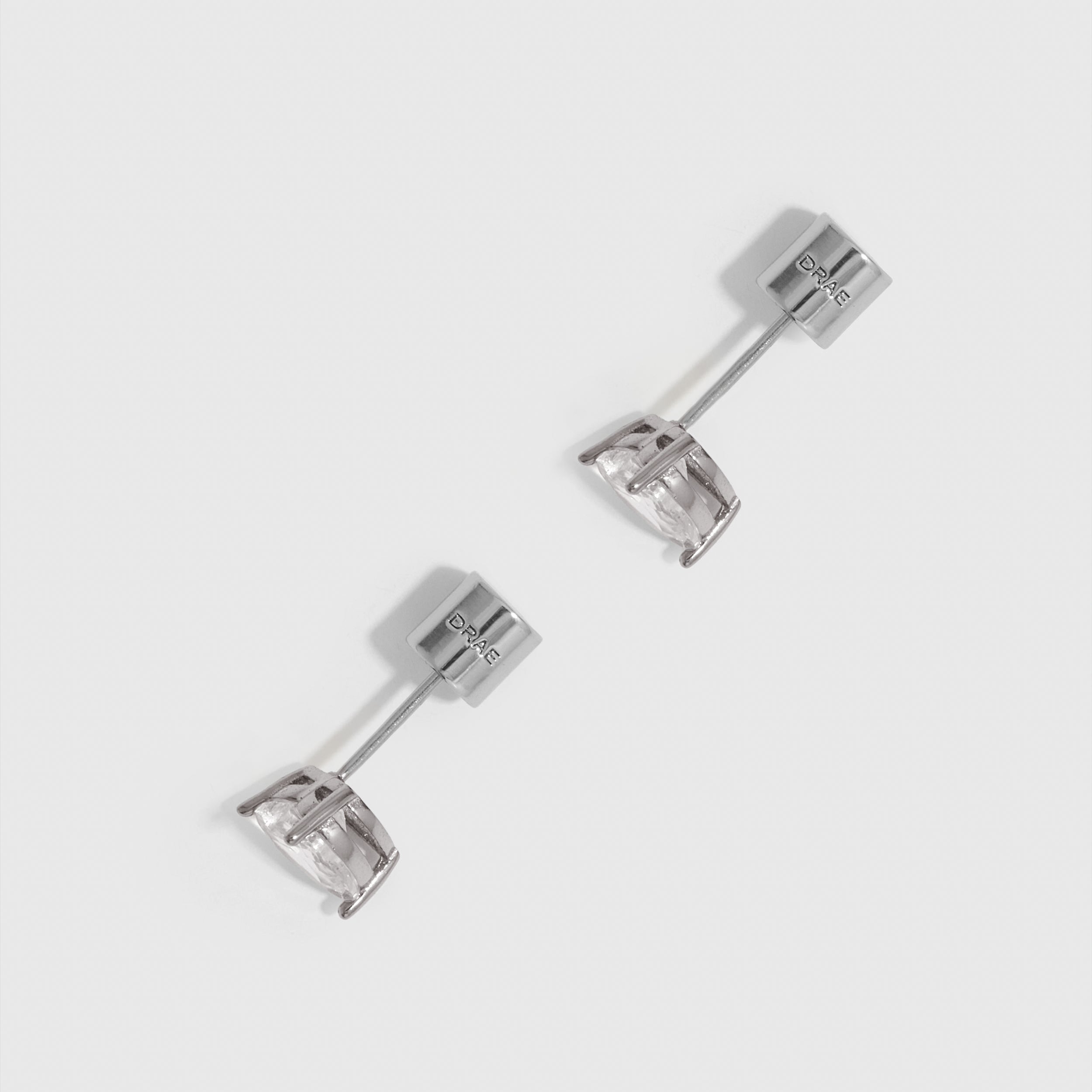 Heart Solitaire Stud Earrings in 925 sterling silver with heart-cut cubic zirconia (view 3)