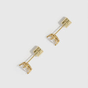 Heart Solitaire Stud Earrings in 14k gold-plated sterling silver with heart-cut cubic zirconia (view 3)