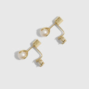 Boutons d'Oreilles Perle et Zircon