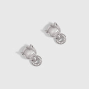 Jaguar Head Stud Earrings, silver plated with a pavé cubic zirconia ring