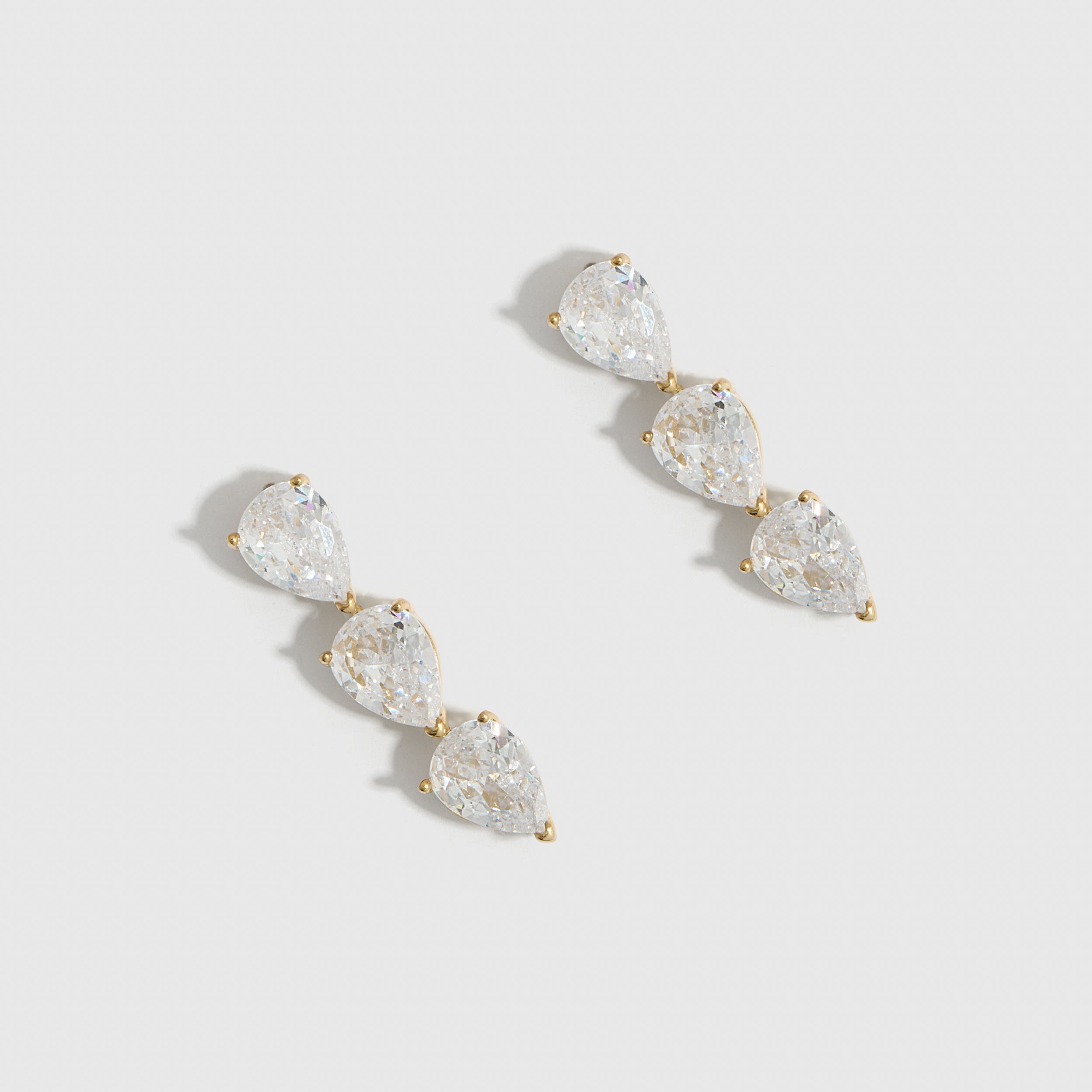 Mini Multi-Teardrop Earrings in 14k gold-plated sterling silver with teardrop-cut cubic zirconia