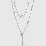 Silver mariner chain necklace with graduating link sizes, shown on a plain background.