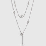 Collier Lariat Maillon Marine Pavé