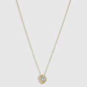 14k gold plated solitaire nugget pendant necklace with bezel-set cubic zirconia, shown on a plain background.