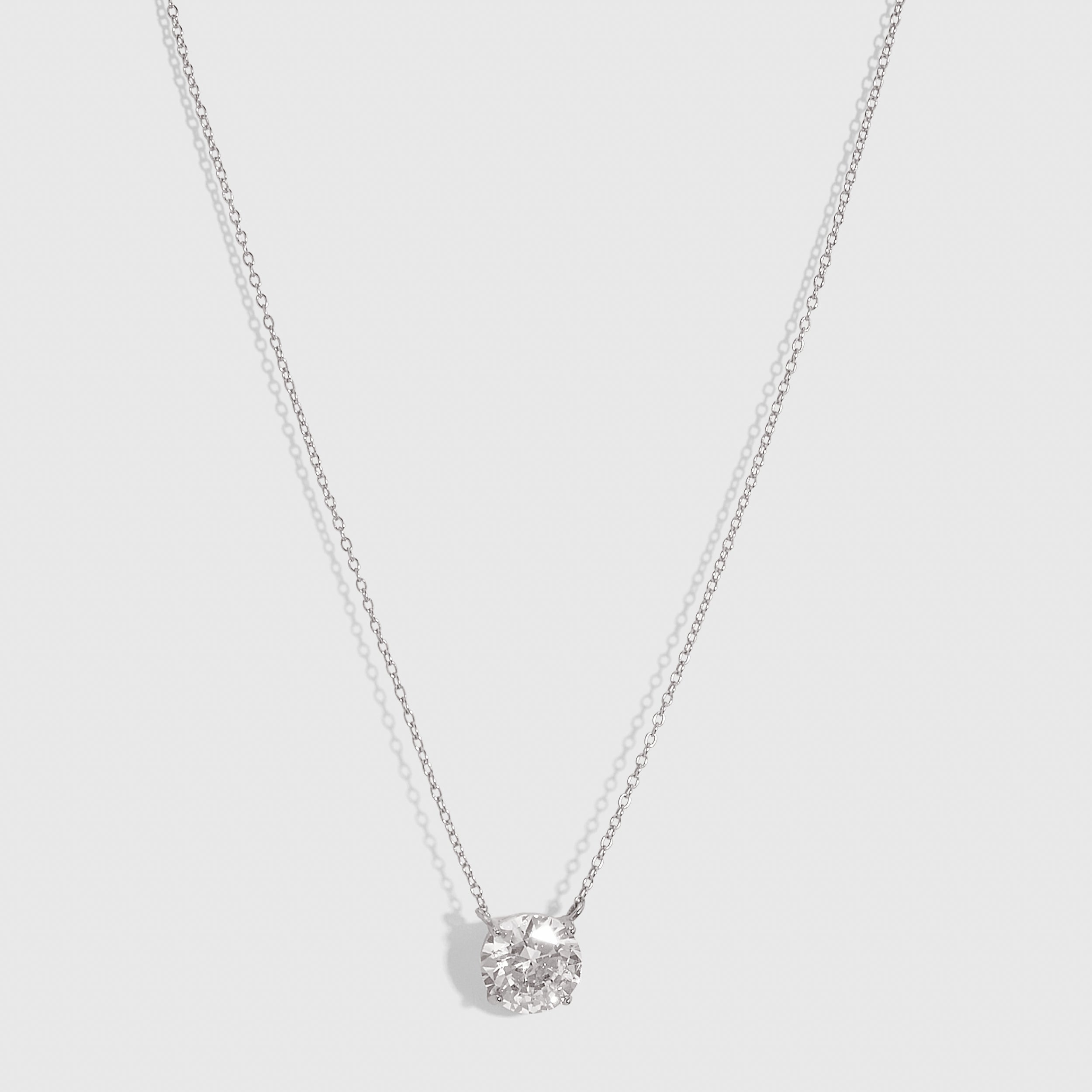 Bold Round-Cut Solitaire Necklace in 925 sterling silver with a 10 mm cubic zirconia