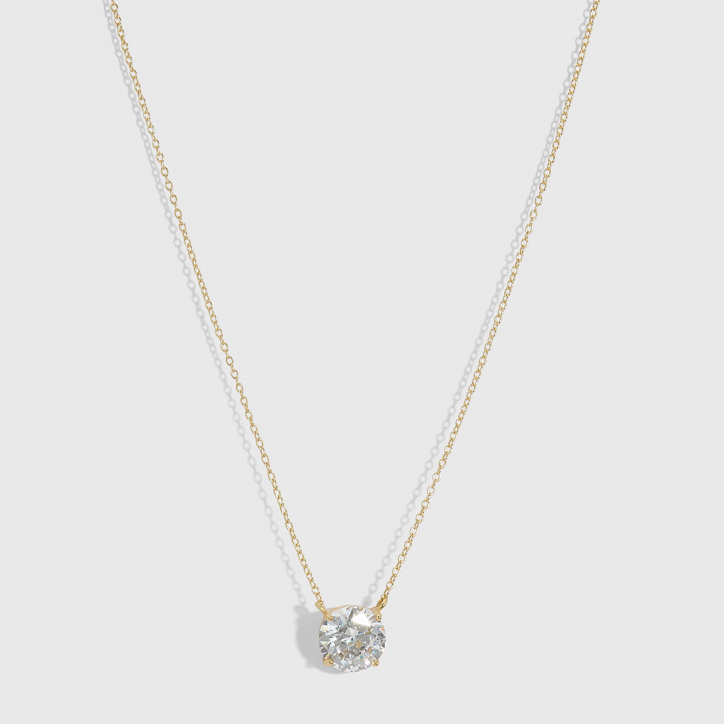 Bold Round-Cut Solitaire Necklace in 14k gold-plated sterling silver with a 10 mm cubic zirconia