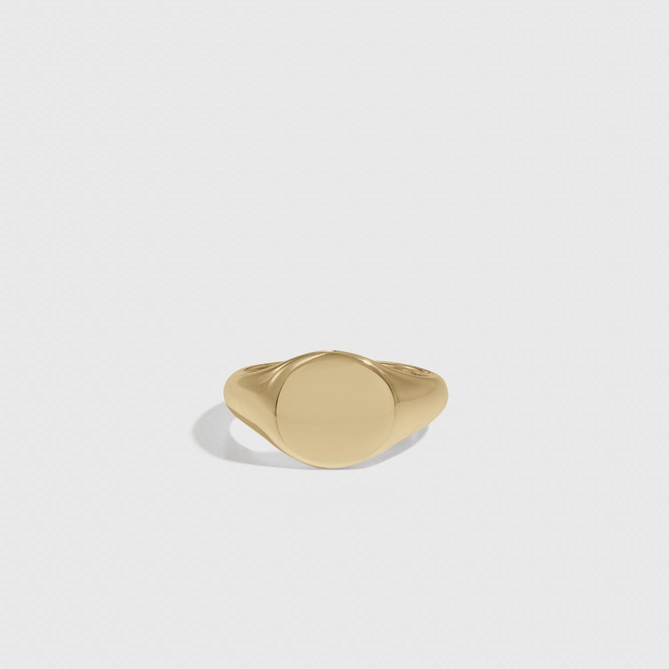 14k gold plated sterling silver 925 men's round signet ring, shown on a plain background.