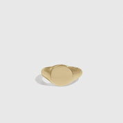 14k gold plated sterling silver 925 men's round signet ring, shown on a plain background.