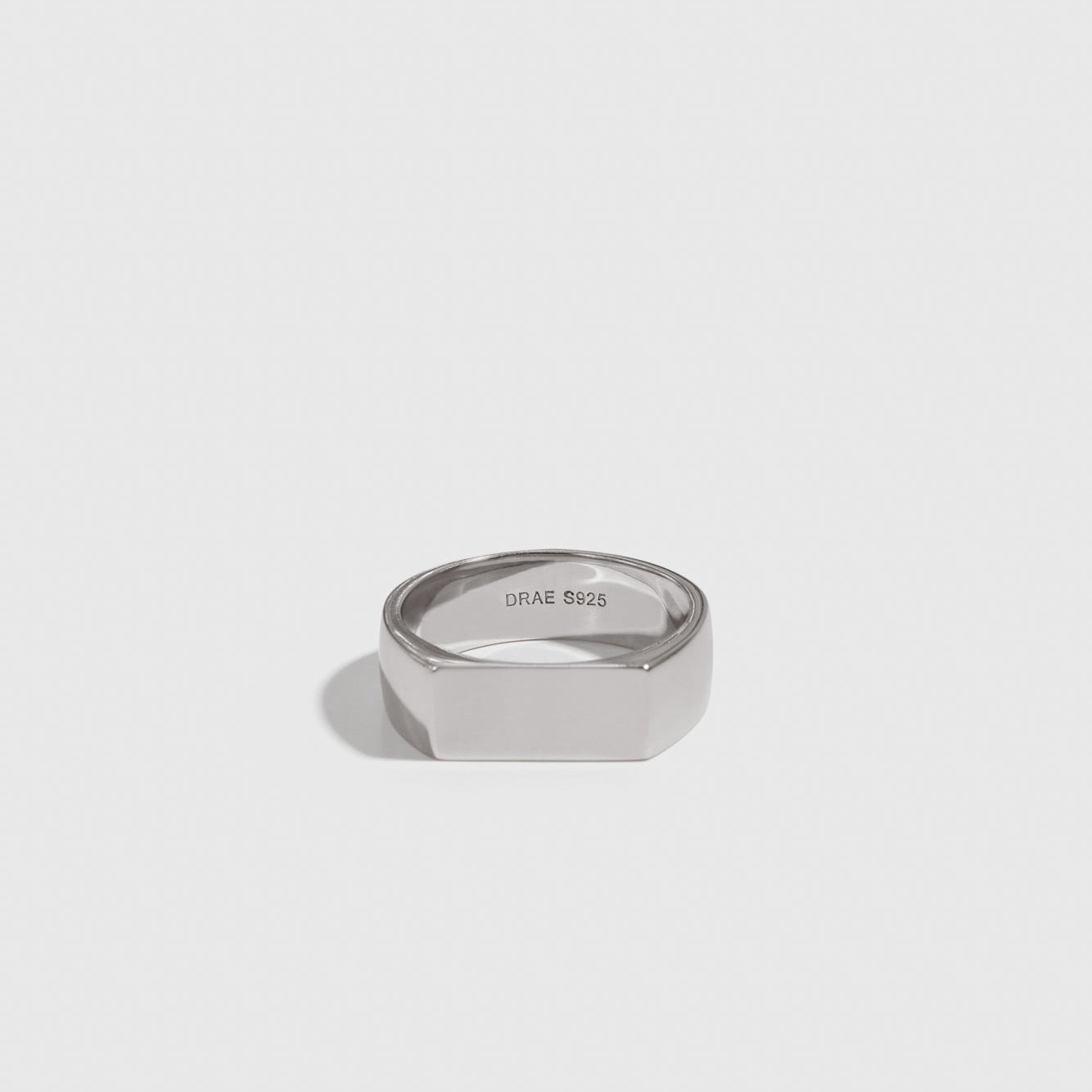 Sterling silver 925 men's rectangular signet ring, shown on a plain background.